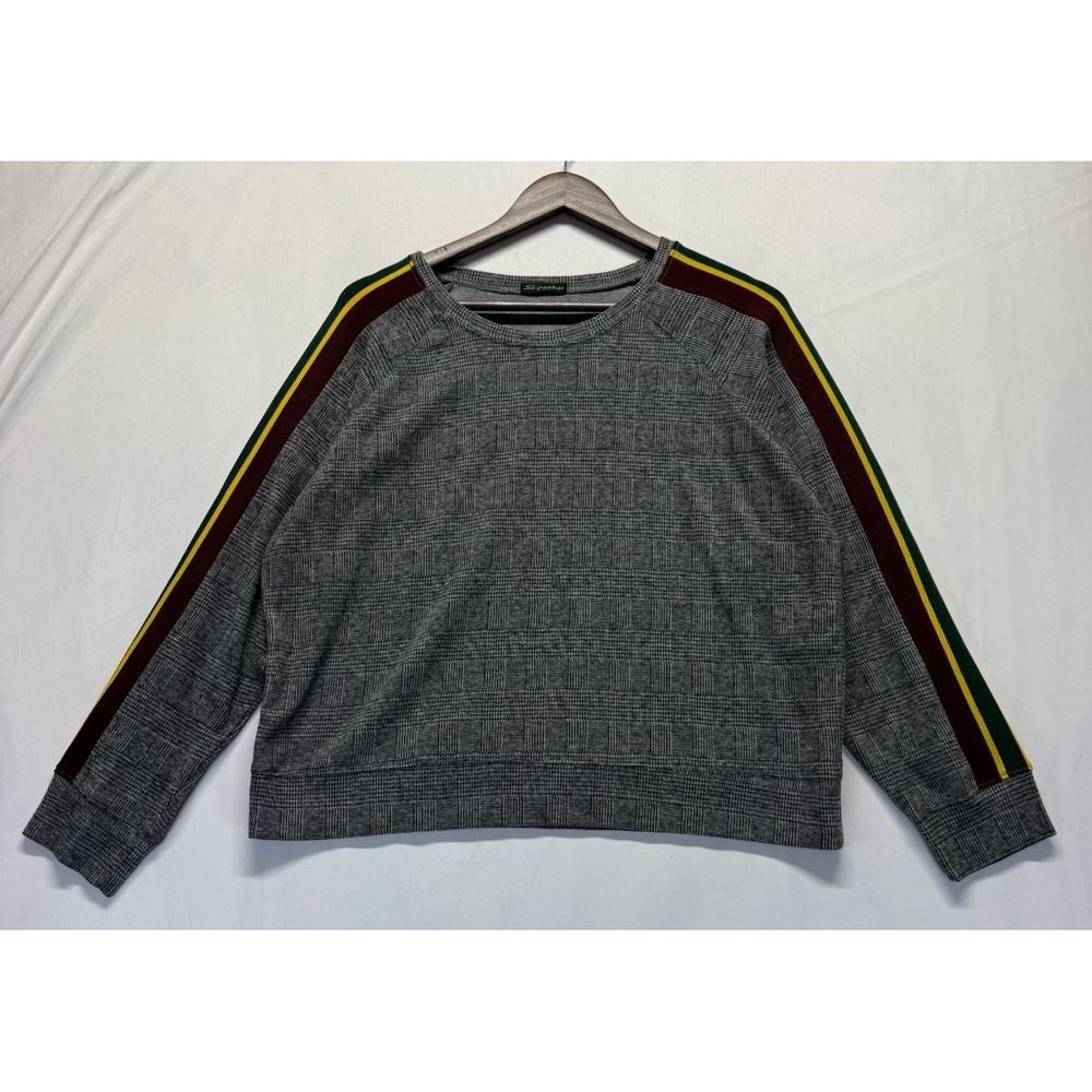Shinestar Sweatshirt Womens XL Heather‎ Gray Dudley Glen Plaid Raglan Sleeve